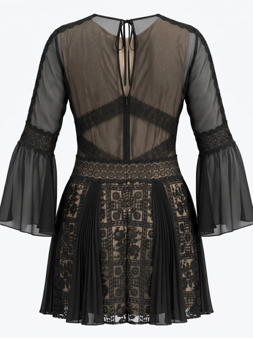 Tadashi Shoji "Millie" Parisian Evening Lace Mini - Picture 2 of 13